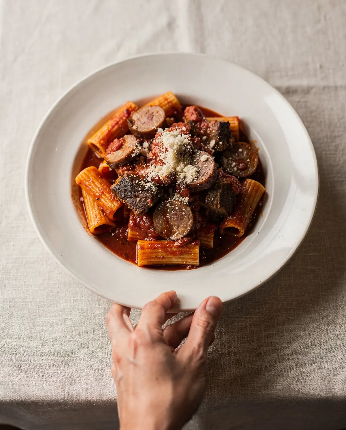 Sunday gravy over rigatoni