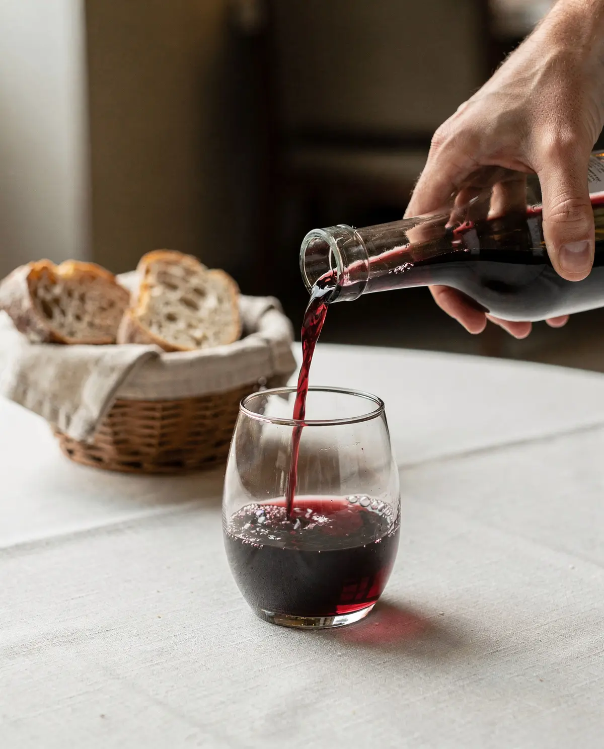 Wine poured into a tumbler